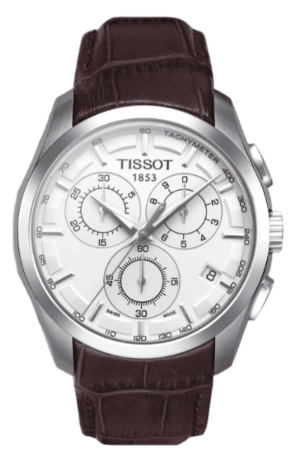  Shop Authentic Tissot Couturier Chronograph White Dial Brown Leather Strap Watch For Men - T035.617.16.031.00 - Luxxuri