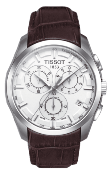  Shop Authentic Tissot Couturier Chronograph White Dial Brown Leather Strap Watch For Men - T035.617.16.031.00 - Luxxuri