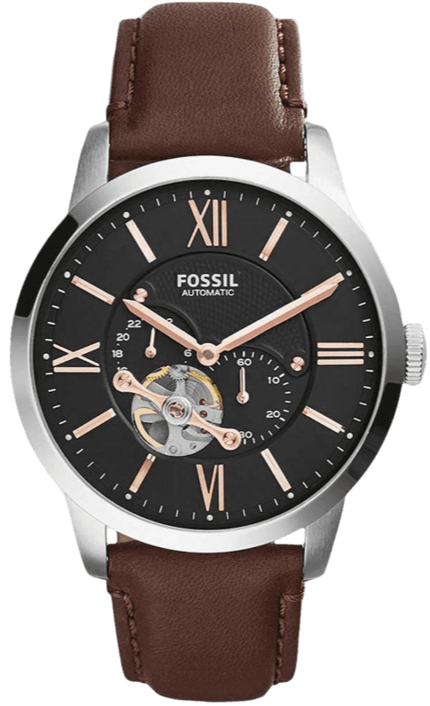  Shop Authentic Fossil Townsman Automatic Black Dial Brown Leather Strap Watch for Men - ME3061 - Luxxuri