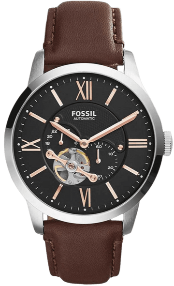  Shop Authentic Fossil Townsman Automatic Black Dial Brown Leather Strap Watch for Men - ME3061 - Luxxuri
