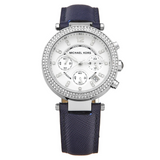  Shop Authentic Michael Kors Parker White Dial Navy Blue Leather Strap Watch for Women - MK2293 - Luxxuri