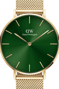  Shop Authentic Daniel Wellington Petite Emerald Green Dial Gold Mesh Strap Watch For Women - DW00100481 - Luxxuri