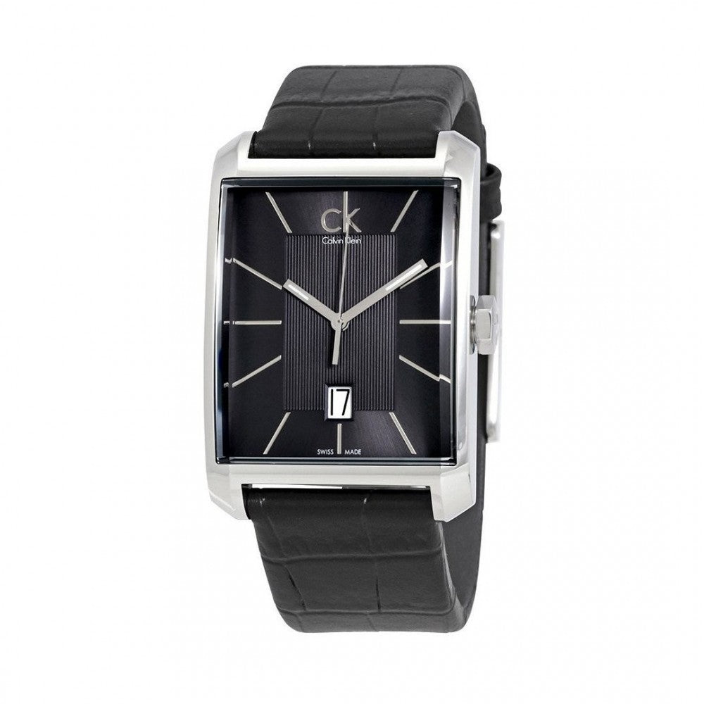  Shop Authentic Calvin Klein Window Black Dial Black Leather Strap Watch for Men - K2M21107 - Luxxuri