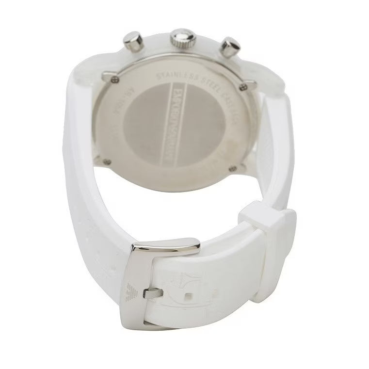  Shop Authentic Emporio Armani Classic Chronograph White Dial White Rubber Strap Watch For Men - AR1054 - Luxxuri