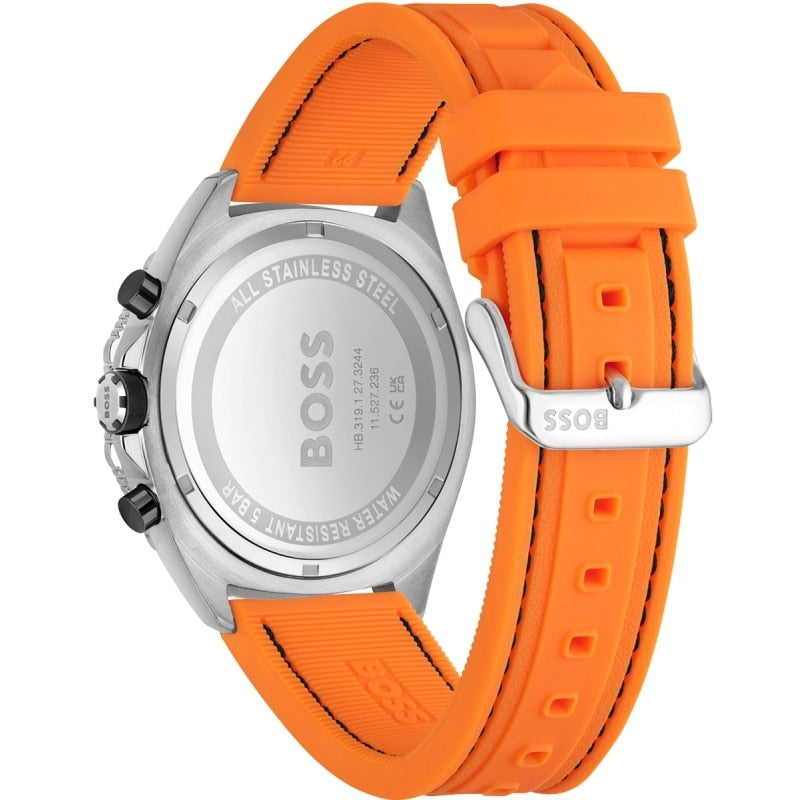  Shop Authentic Hugo Boss Energy Chronograph Quartz Black Dial Orange Rubber Strap Watch For Men - 1513970 - Luxxuri
