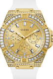  Shop Authentic Guess Baguette Crystals Gold Dial White Silicone Strap Watch For Men - GW0208G3 - Luxxuri