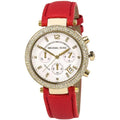  Shop Authentic Michael Kors Parker Chronograph White Dial Pink Leather Strap Watch for Women - MK2297 - Luxxuri