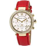  Shop Authentic Michael Kors Parker Chronograph White Dial Pink Leather Strap Watch for Women - MK2297 - Luxxuri
