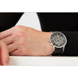  Shop Authentic Emporio Armani Meccanico Skeleton Automatic Black Dial Black Leather Strap Watch for Men - AR60038 - Luxxuri