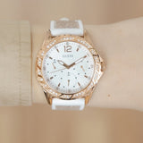  Shop Authentic Guess Swirl Quartz Silver Dial White Rubber Strap Watch For Women - W1096l2 - Luxxuri