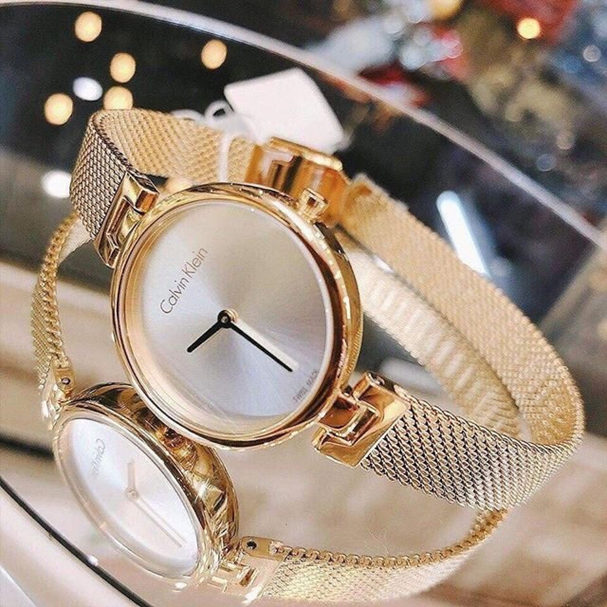  Shop Authentic Calvin Klein Authentic White Dial Rose Gold Mesh Bracelet Watch for Women - K8G23526 - Luxxuri