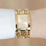  Shop Authentic Guess Mod Heavy Metal Gold Dial Gold Steel Strap Watch For Women - W1117L2 - Luxxuri