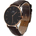  Shop Authentic Daniel Wellington Classic York Black Dial Brown Leather Strap Watch For Women - DW00100140 - Luxxuri
