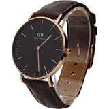  Shop Authentic Daniel Wellington Classic York Black Dial Brown Leather Strap Watch For Women - DW00100140 - Luxxuri