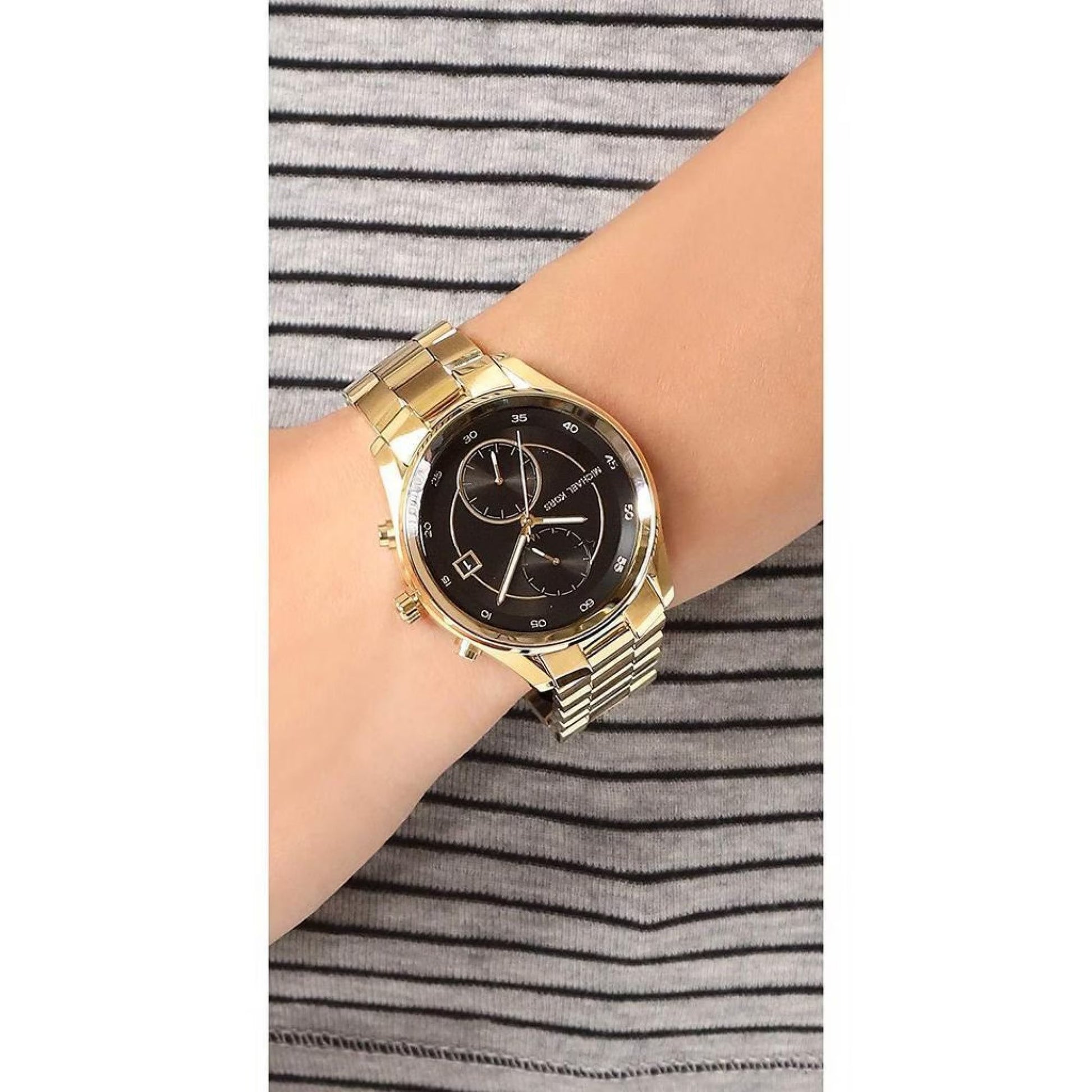  Shop Authentic Michael Kors Blair Quartz Black Dial Gold Steel Strap Watch For Women - MK6497 - Luxxuri