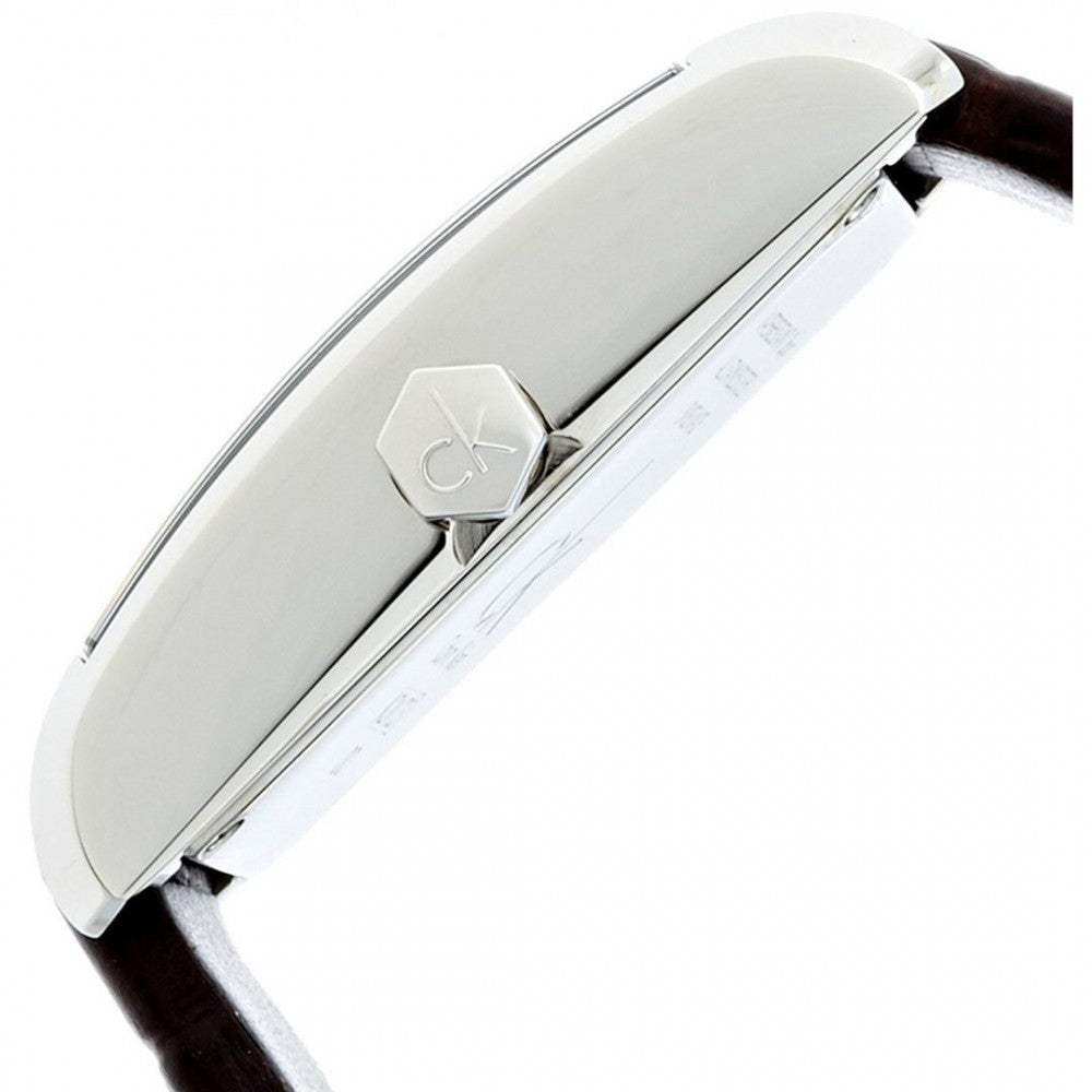  Shop Authentic Calvin Klein Window Silver Dial Brown Leather Strap Watch for Women - K2M23126 - Luxxuri