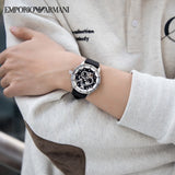  Shop Authentic Emporio Armani Renato Chronograph Automatic Black Dial Black Leather Strap Watch For Men - AR60051 - Luxxuri