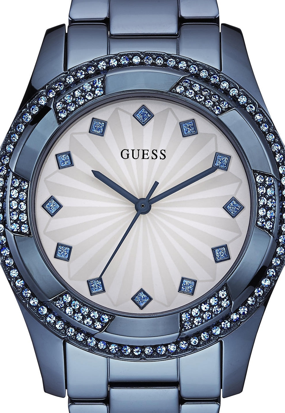  Shop Authentic Guess Pinwheel Analog Silver Dial Blue Steel Strap Watch for Women - W0702L1 - Luxxuri
