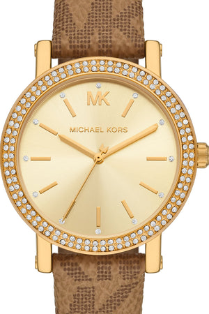  Shop Authentic Michael Kors Quartz Gold Dial Brown Leather Strap Watch For Women - MKO1026 - Luxxuri