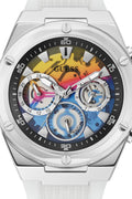  Shop Authentic Guess Poseidon Chronograph Rainbow Dial White Silicone Strap Watch For Men - GW0425G4 - Luxxuri
