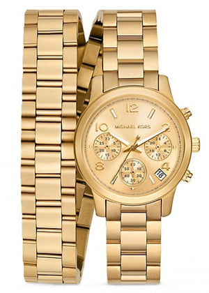  Shop Authentic Michael Kors Runway Chronograph Analog Gold Dial Gold Steel Strap Watch for Women - MK7452 - Luxxuri