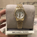  Shop Authentic Michael Kors Lexington Quartz Silver Dial Gold Steel Strap Watch For Women - MK3229 - Luxxuri