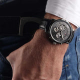 Shop Authentic Tommy Hilfiger Lars Chronograph Black Dial Black Leather Strap Watch For Men - 1792062 - Luxxuri