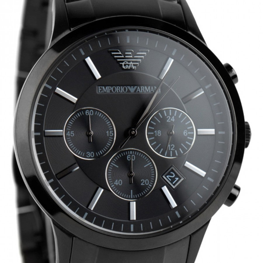  Shop Authentic Emporio Armani Classic Chronograph Black Dial Black Stainless Steel Strap Watch For Men - AR2453 - Luxxuri