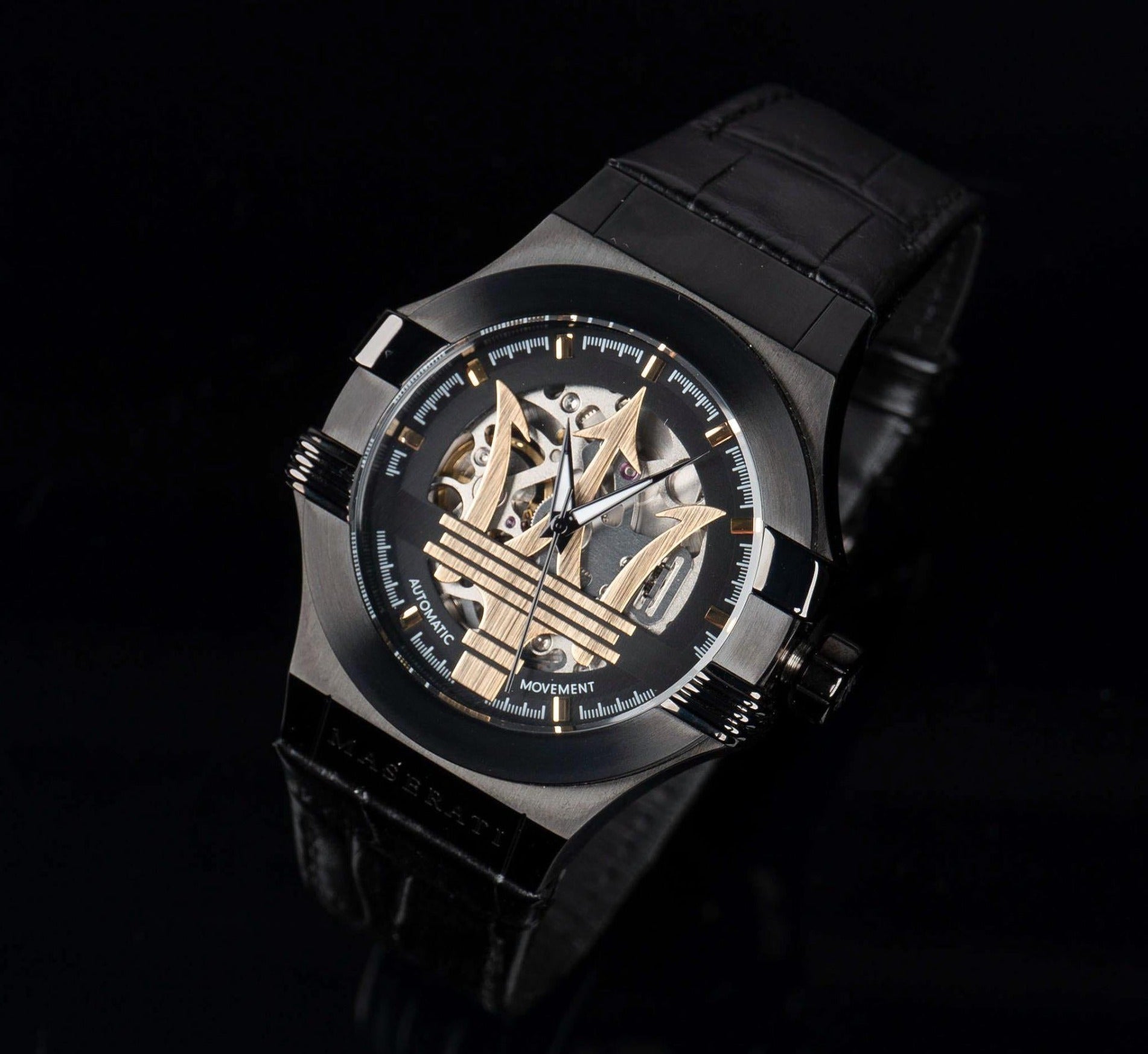  Shop Authentic Maserati Potenza Automatic Black Dial Black Leather Strap Watch For Men - R8821108036 - Luxxuri