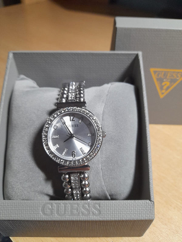  Shop Authentic Guess Gala Diamonds Silver Dial Silver Steel Strap Watch for Women - GW0401L1 - Luxxuri