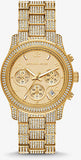  Shop Authentic Michael Kors Ritz Three-Hand Glitz Crystals Gold Dial Gold Steel Strap Watch for Women - MK6747 - Luxxuri