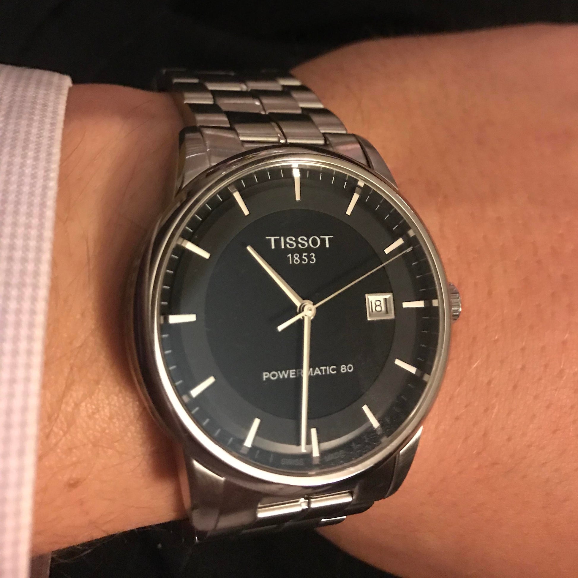  Shop Authentic Tissot Luxury Powermatic 80 Black Dial Silver Steel Strap Watch for Men - T086.407.11.201.02 - Luxxuri