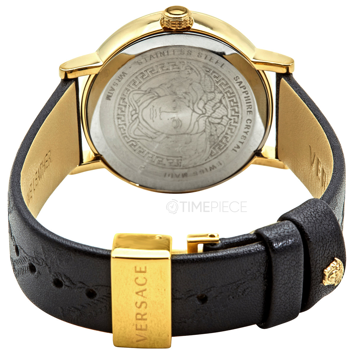  Shop Authentic Versace Virtus Quartz Black Dial Black Leather Strap Watch for Women - VEHC00119 - Luxxuri
