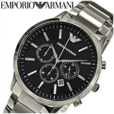  Shop Authentic Emporio Armani Sportivo Chronograph Black Dial Silver Steel Strap Watch For Men - AR2460 - Luxxuri