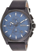  Shop Authentic Hugo Boss Grandmaster Blue Dial Black Leather Strap Watch for Men - 1513883 - Luxxuri