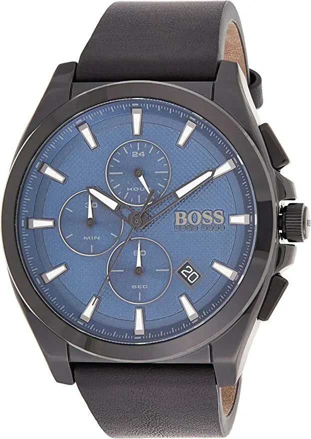  Shop Authentic Hugo Boss Grandmaster Blue Dial Black Leather Strap Watch for Men - 1513883 - Luxxuri