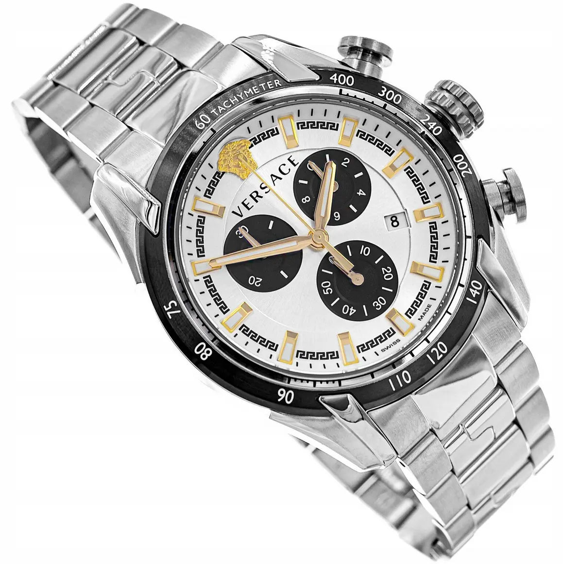  Shop Authentic Versace V-Ray Chronograph Quartz Silver Dial Silver Steel Strap Watch For Men - VE2I00321 - Luxxuri