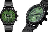 Shop Authentic Emporio Armani Mario Chronograph Green Dial Black Steel Strap Watch For Men - AR11472 - Luxxuri