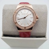  Shop Authentic Michael Kors Lennox Three Hand Silver Dial Red Leather Strap Watch For Women - MK7308 - Luxxuri