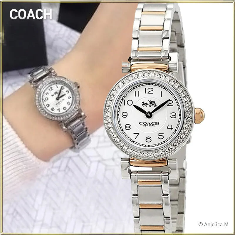 Coach Madison Crystals Silver Dial Two Tone Steel Strap Watch for Women - 14502404