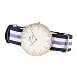 Shop Authentic Daniel Wellington Classic Trinity White Dial Three Tone Nylon Strap Watch For Women - 0509DW - Luxxuri