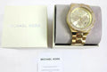  Shop Authentic Michael Kors Lennox Chronograph Gold Dial Gold Steel Strap Watch For Men - MK8989 - Luxxuri