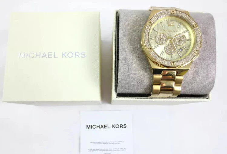  Shop Authentic Michael Kors Lennox Chronograph Gold Dial Gold Steel Strap Watch For Men - MK8989 - Luxxuri