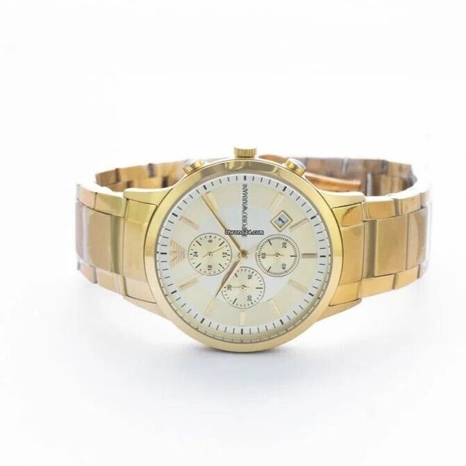  Shop Authentic Emporio Armani Renato Chronograph White Dial Gold Steel Strap Watch For Men - AR11332 - Luxxuri