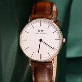  Shop Authentic Daniel Wellington Classic Bristol White Dial Brown Leather Strap Watch For Women - DW00100039 - Luxxuri