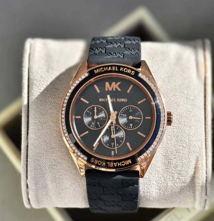  Shop Authentic Michael Kors Jessa Quartz Black Dial Black Silicone Strap Watch For Women - MK7266 - Luxxuri