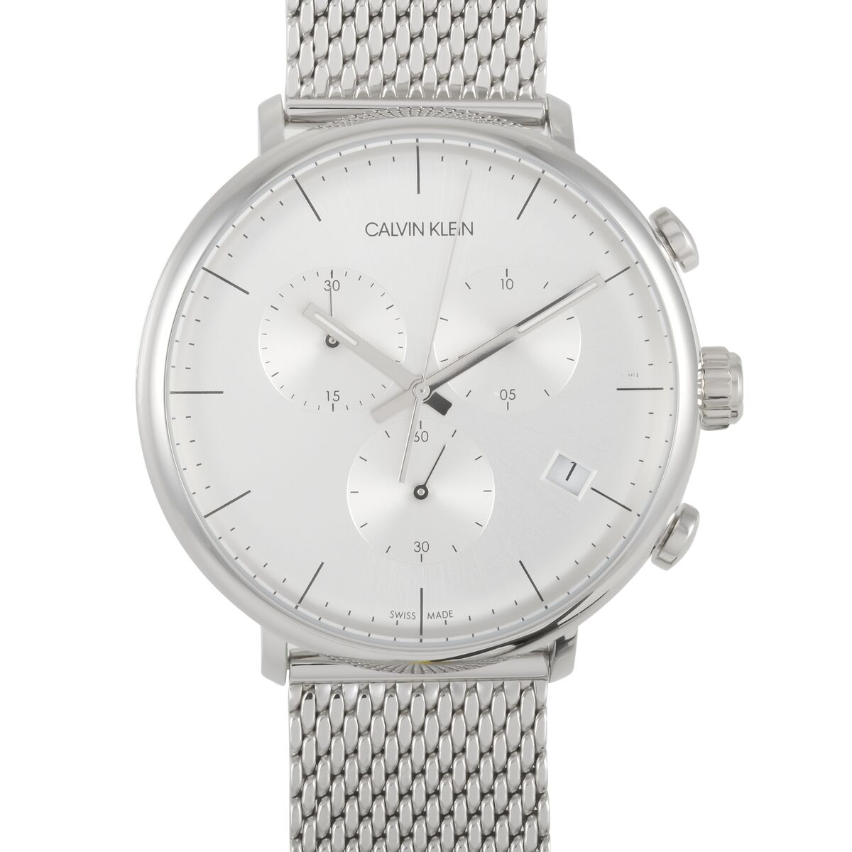  Shop Authentic Calvin Klein High Noon Silver Dial Silver Mesh Bracelet Watch for Men - K8M27126 - Luxxuri