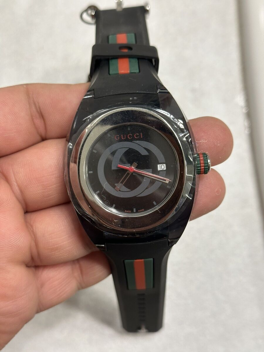  Shop Authentic Gucci Sync XXL Quartz Black Dial Black Rubber Strap Watch For Men - YA137101 - Luxxuri