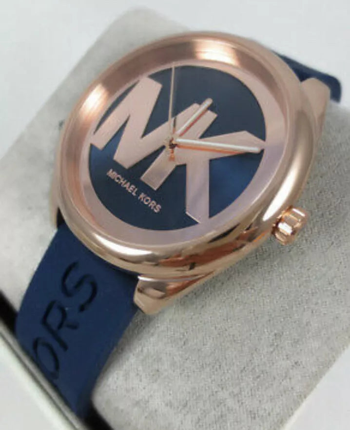  Shop Authentic Michael Kors Janelle Three Hand Blue Dial Blue Rubber Strap Watch For Women - MK7140 - Luxxuri