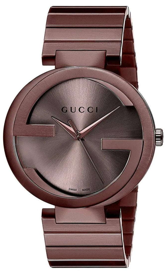  Shop Authentic Gucci Interlocking XL Brown Dial Brown Steel Strap Watch For Men - YA133211 - Luxxuri